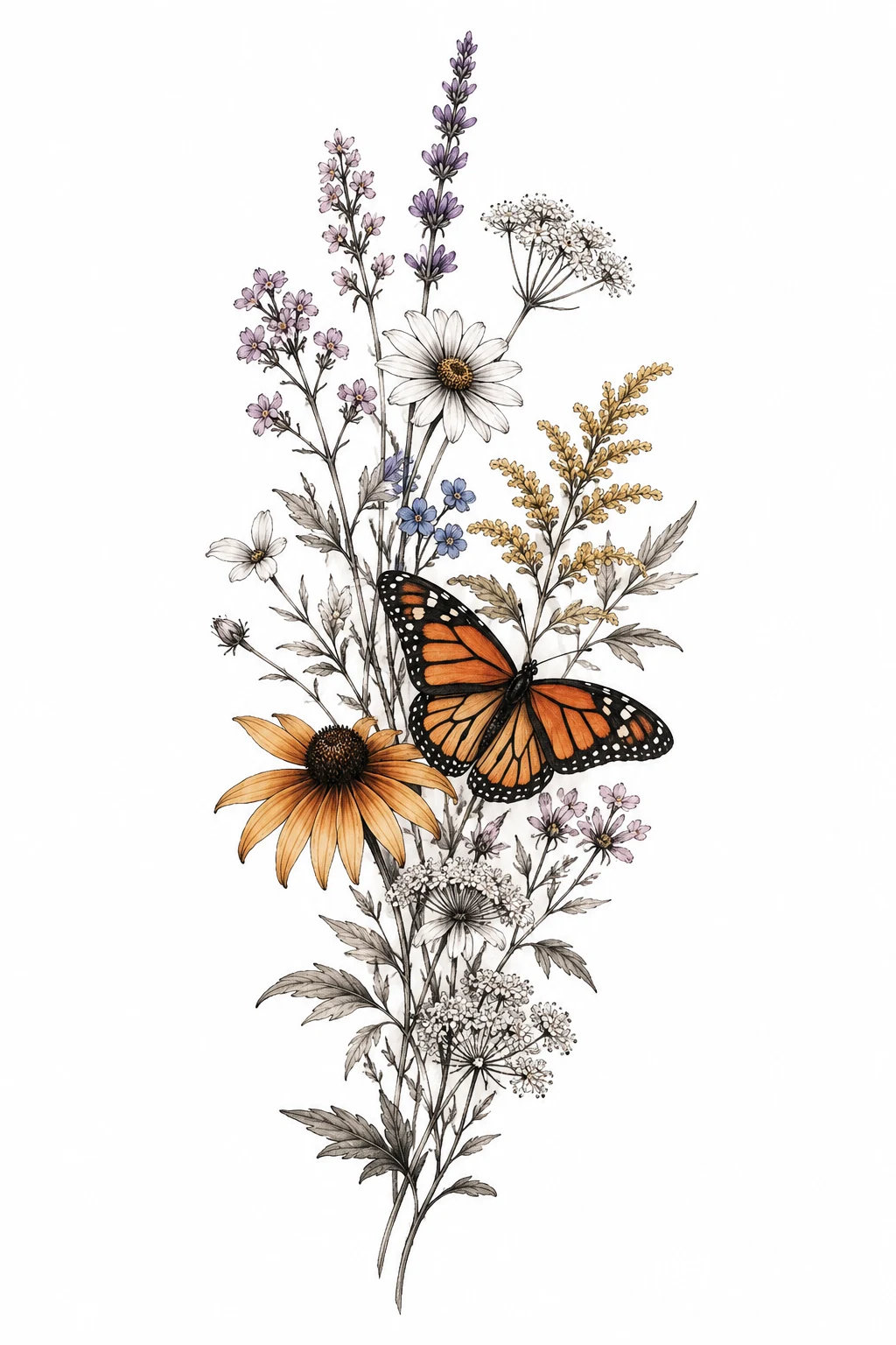 Wildflower Monarch — flower butterfly tattoo style outfit