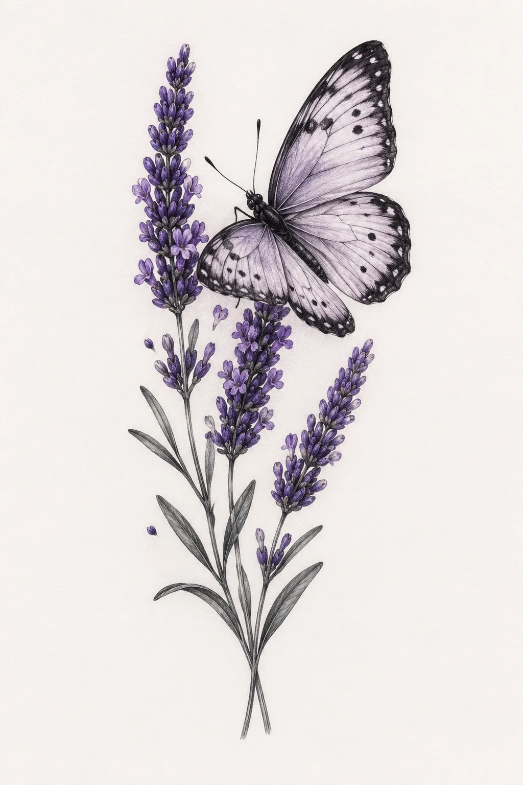 Lavender Butterfly — flower butterfly tattoo style outfit