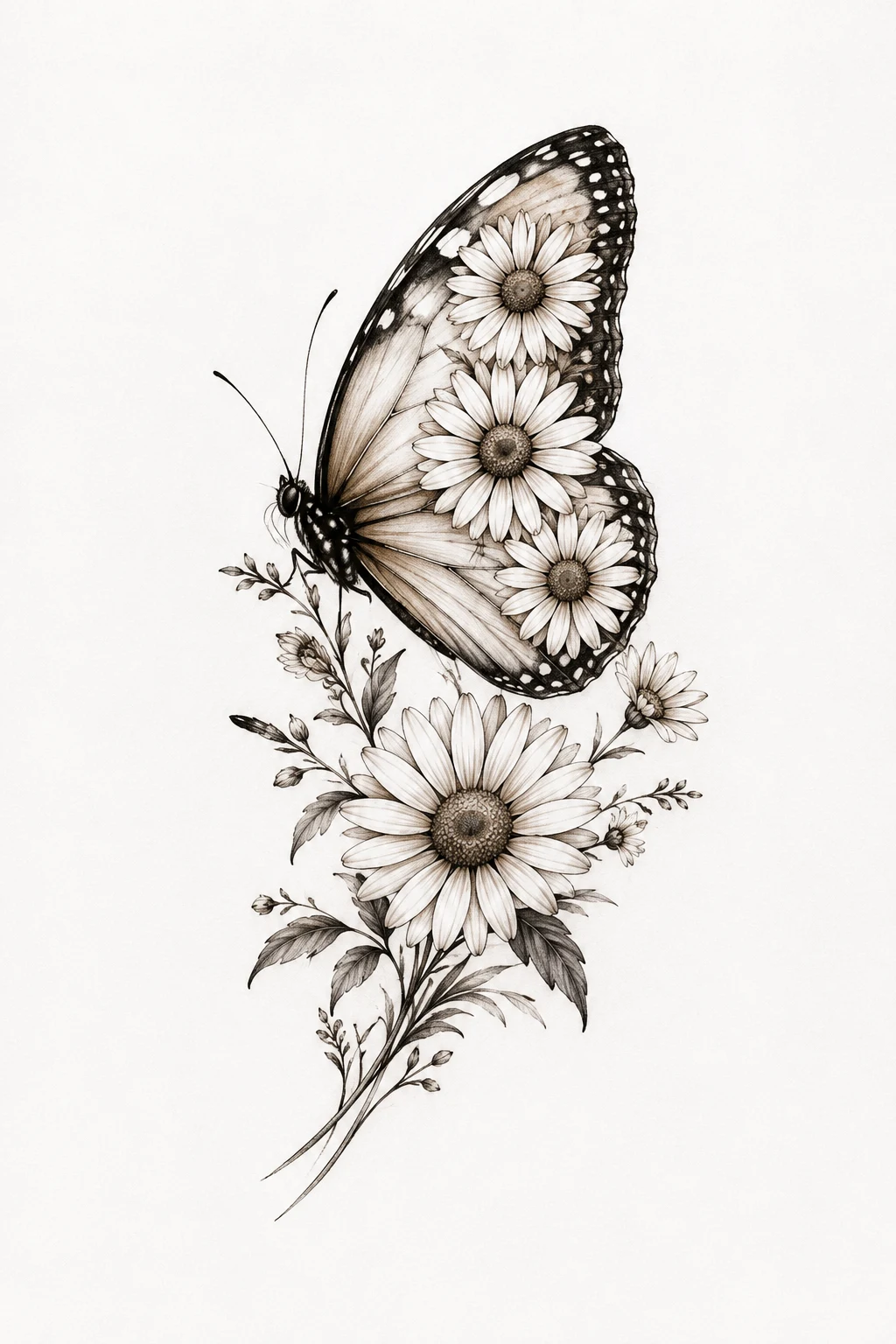 Daisy Wing Butterfly — flower butterfly tattoo style outfit