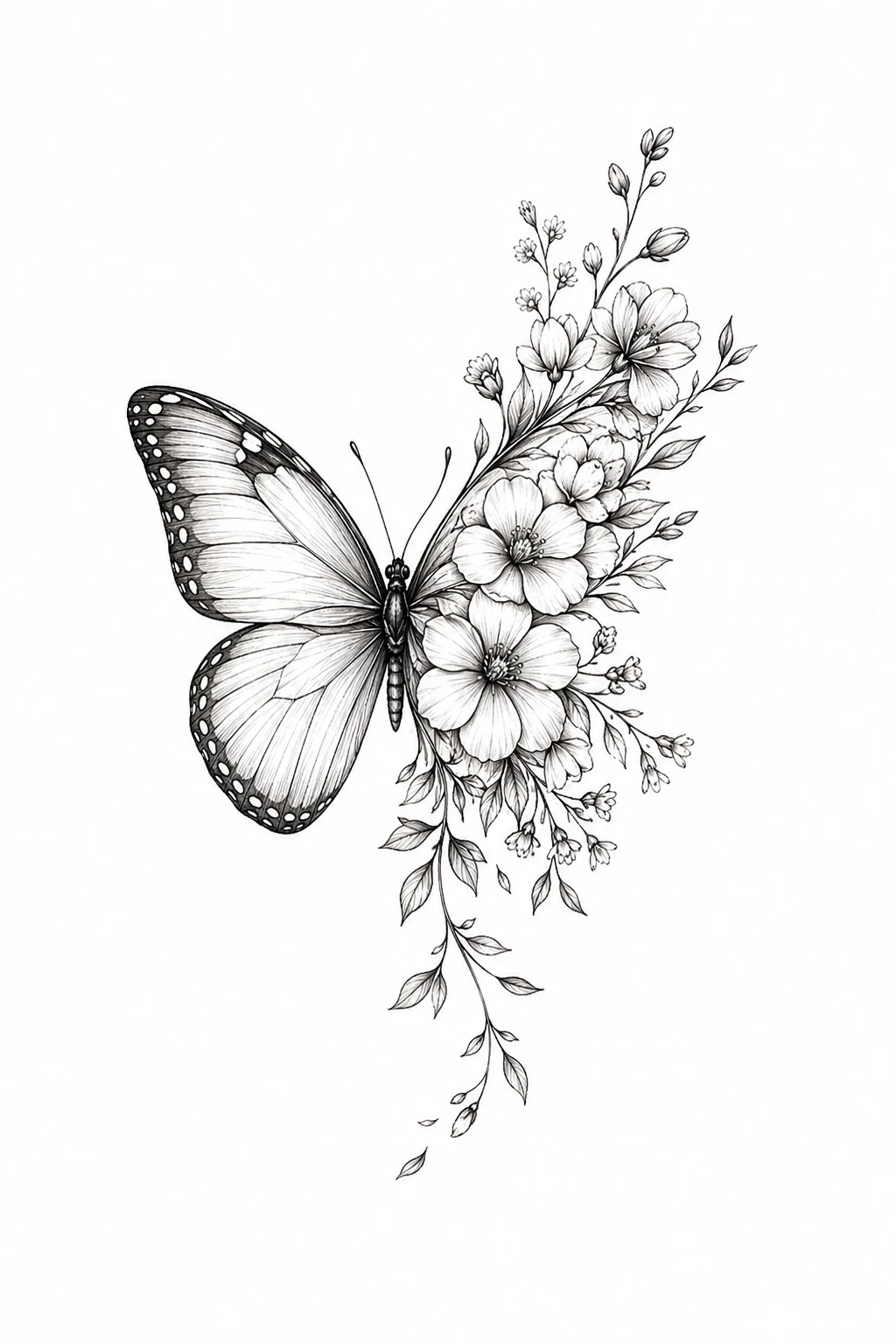 Small Birth Flower Butterfly — flower butterfly tattoo style outfit