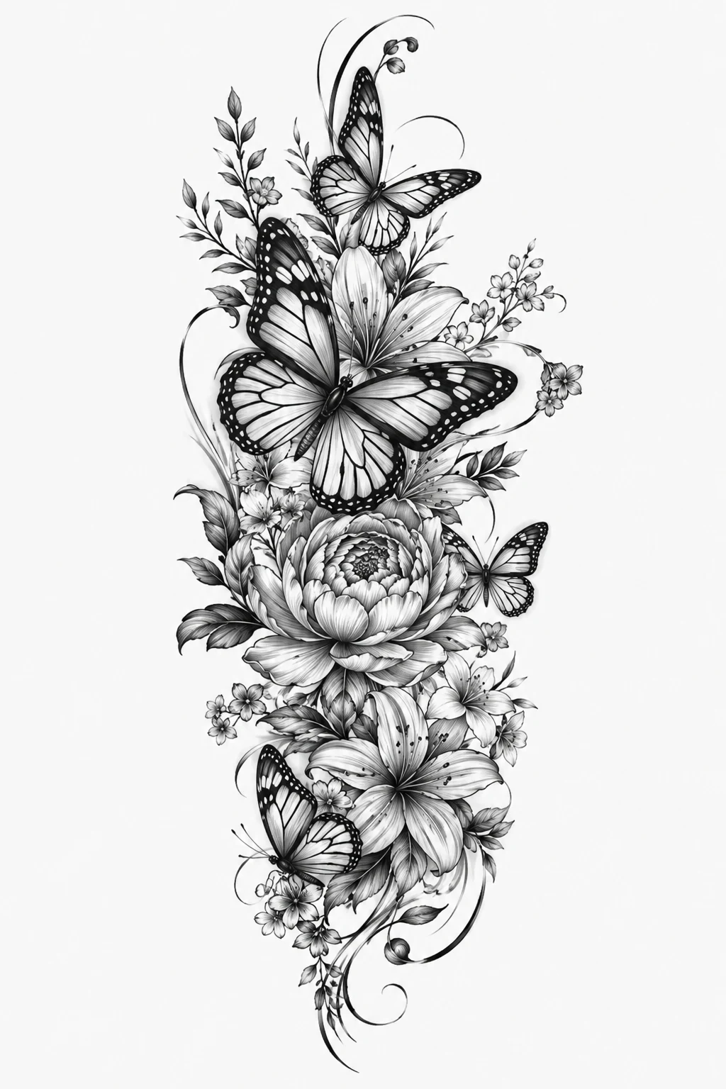 Flower Butterfly Tattoo Sleeve — flower butterfly tattoo style outfit