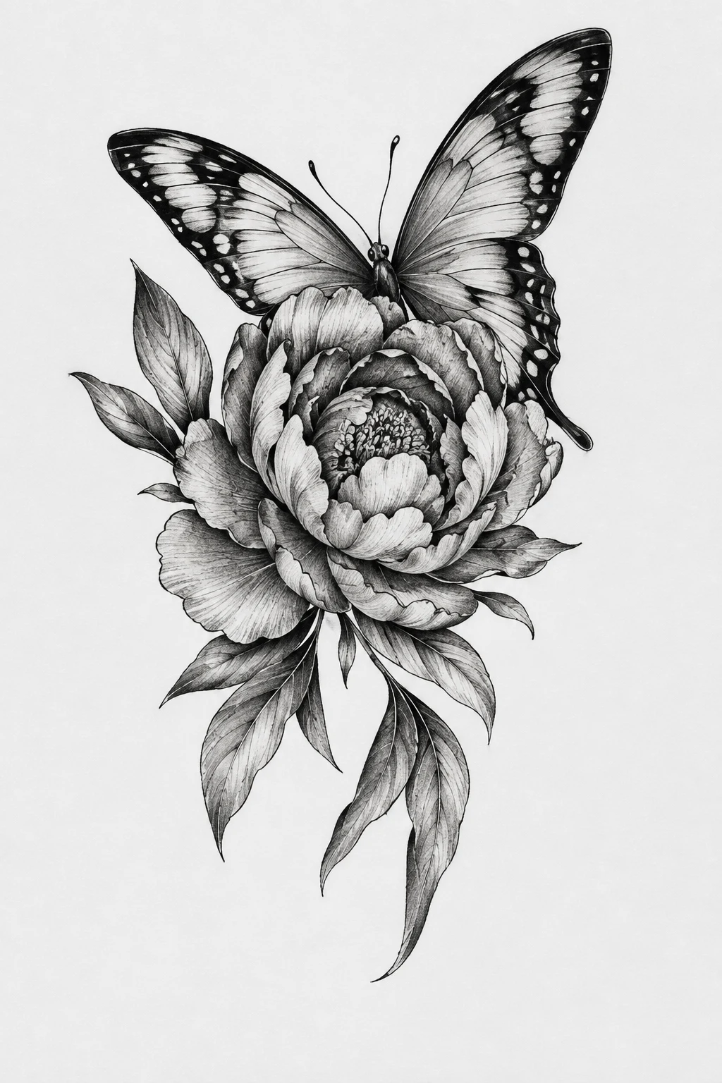 Peony Butterfly — flower butterfly tattoo style outfit