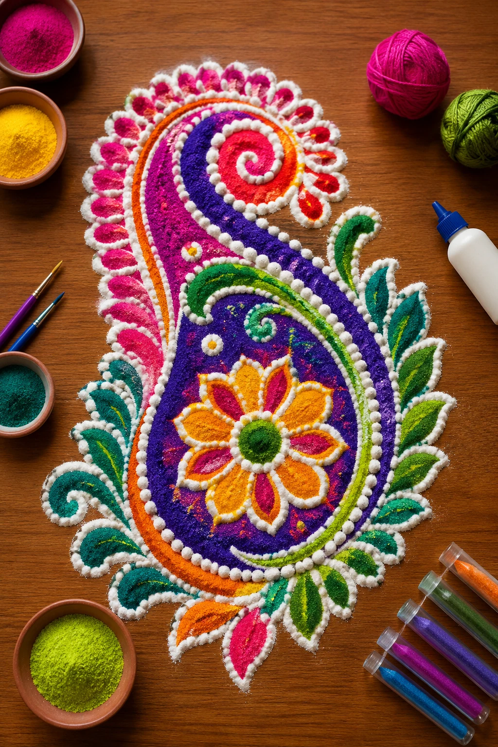 Paisley Party Design — free hand rangoli designs with colours style outfit