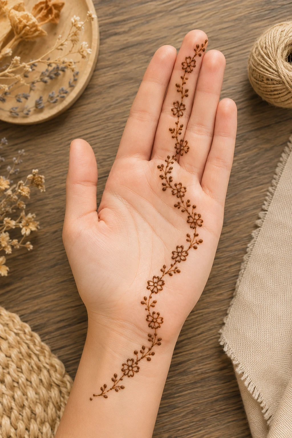 Tiny Flower Trail — front hand mehndi designs simple style outfit