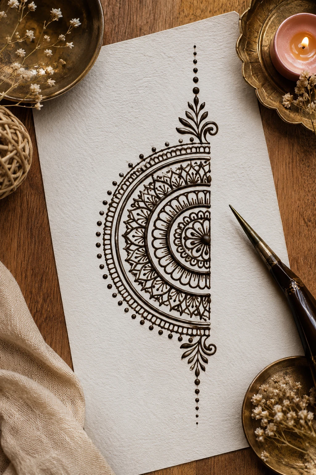 Half-Moon Mandala — front hand mehndi designs simple style outfit