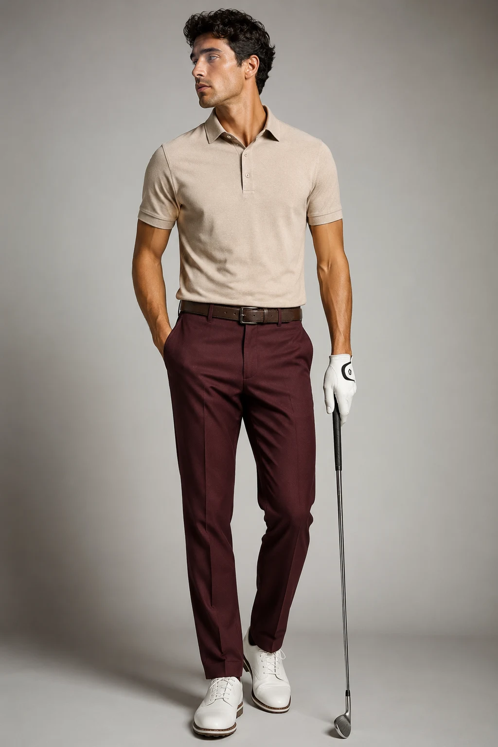 The Bold Trousers and Neutral Polo — Golf Outfit Men style outfit, worn by a stylish man