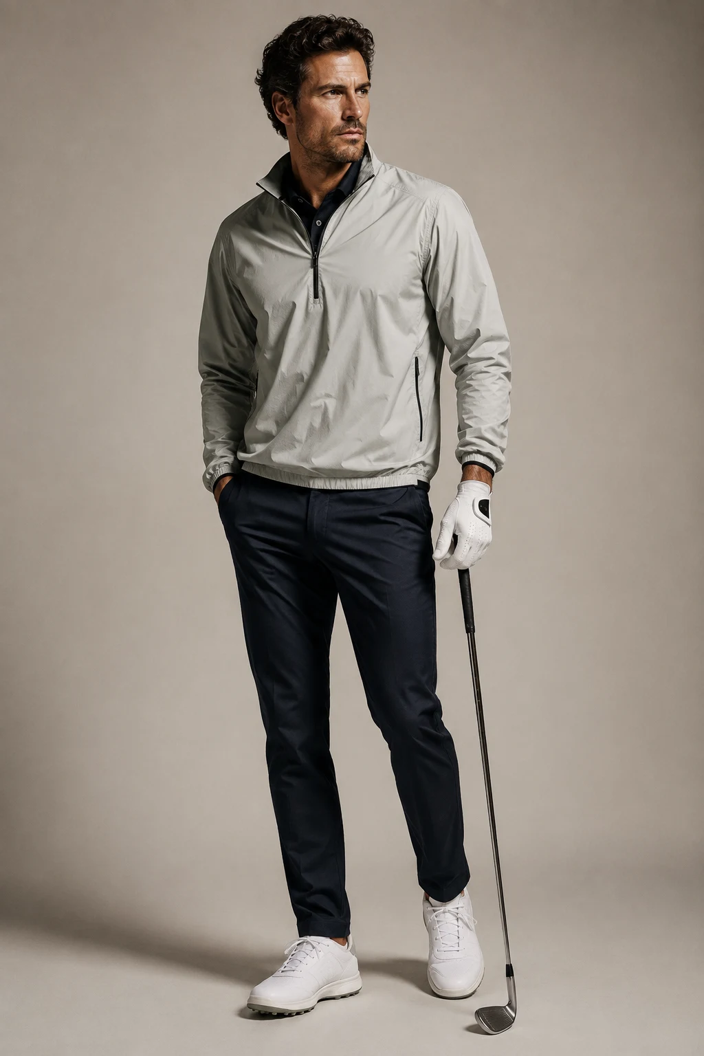 The Lightweight Windbreaker Look — Golf Outfit Men style outfit, worn by a stylish man