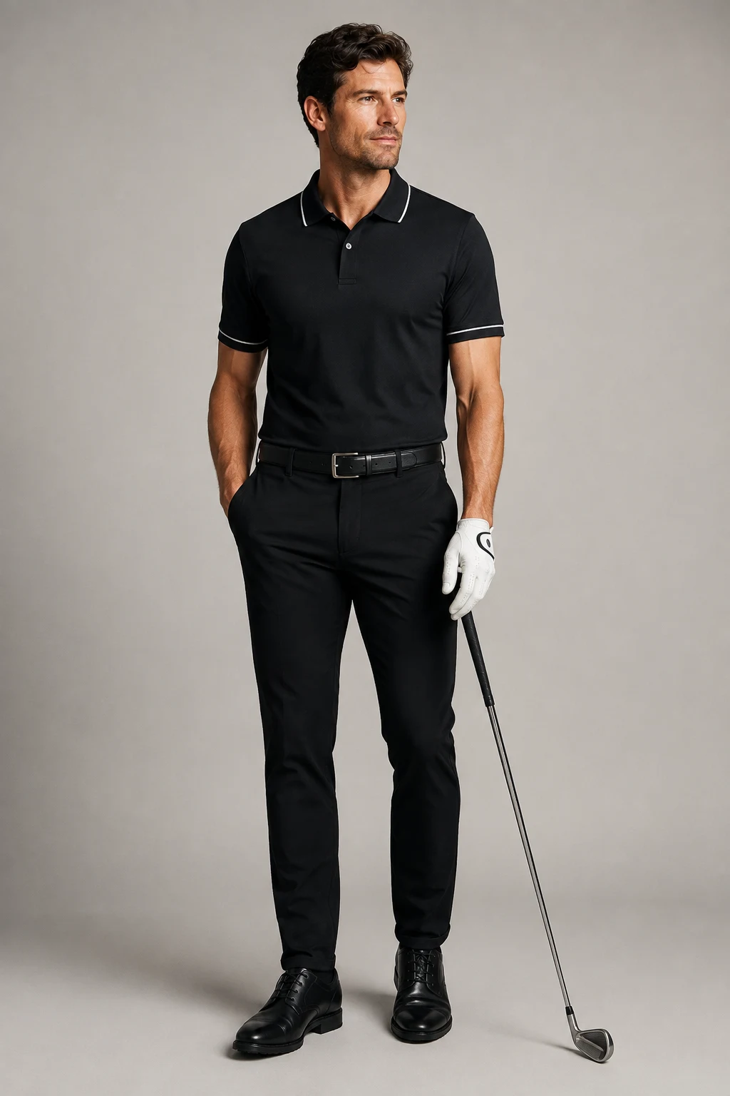 The Modern Black Pants Look — Golf Outfit Men style outfit, worn by a stylish man