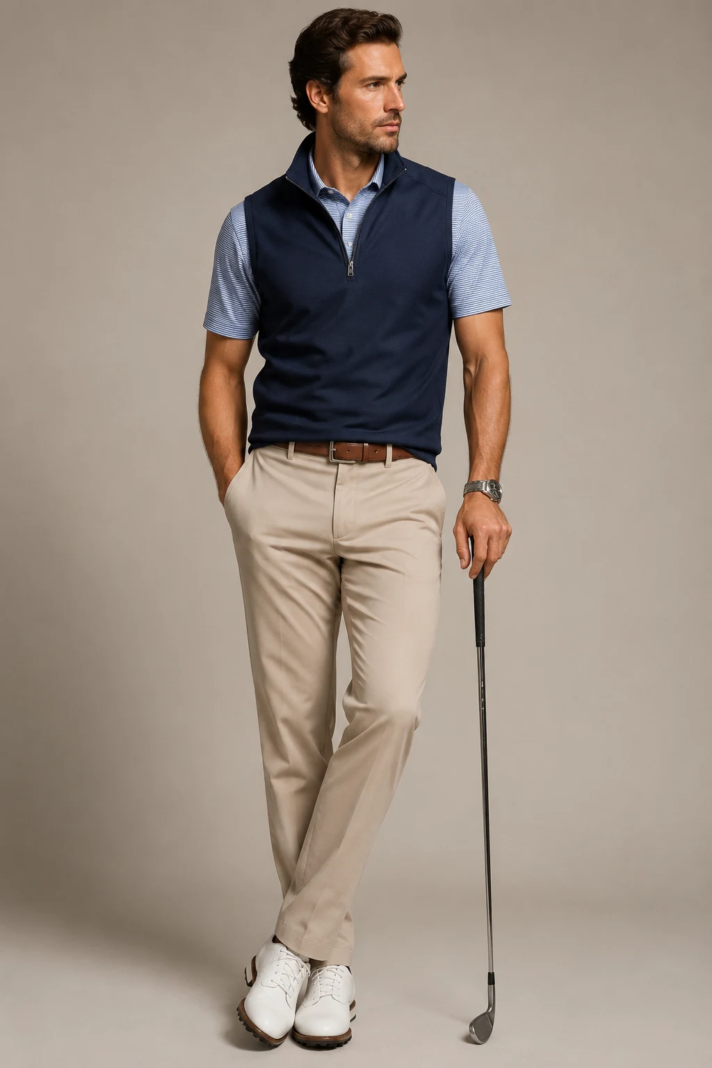 The Golf Vest and Polo Layer — Golf Outfit Men style outfit, worn by a stylish man