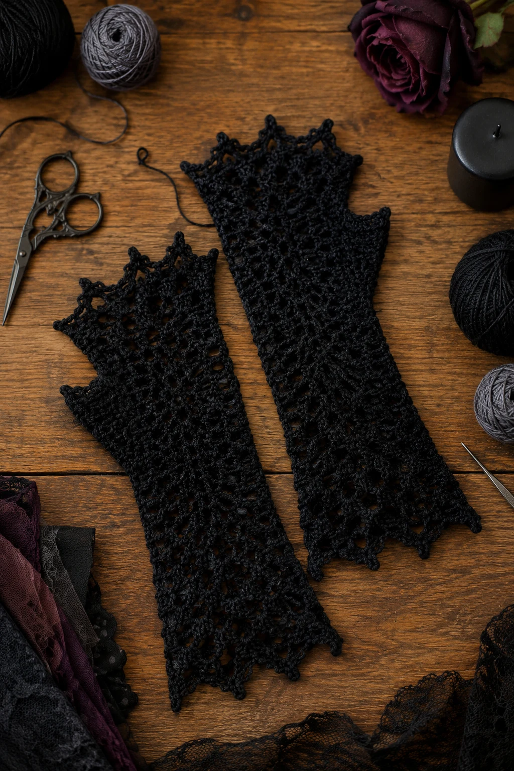 Fingerless Gothic Gloves — goth crochet ideas style outfit
