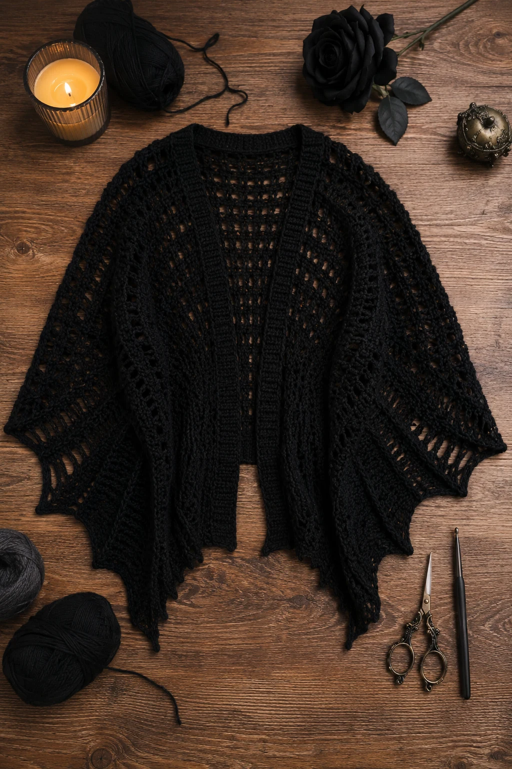 Bat Wing Cardigan — goth crochet ideas style outfit