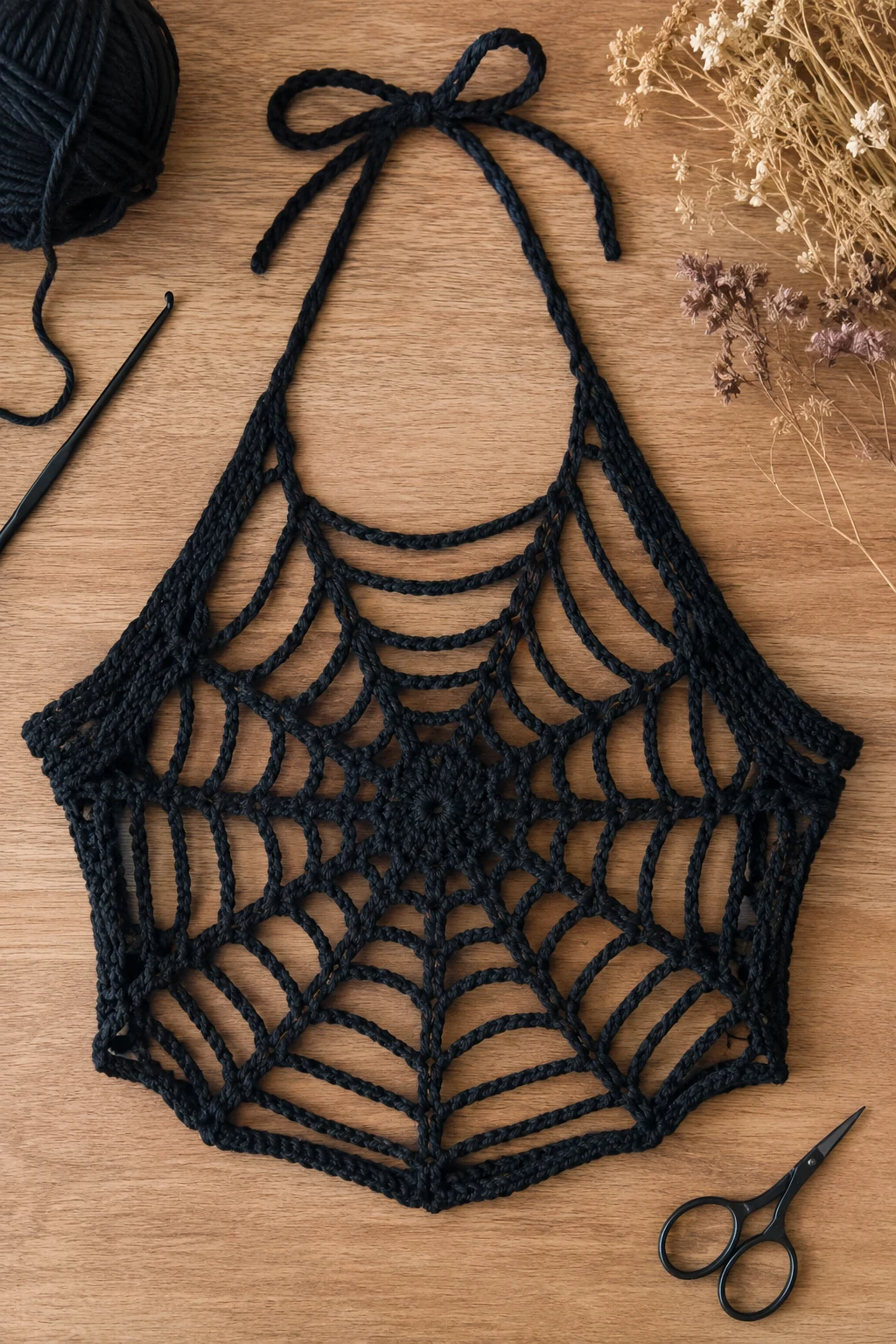 Spiderweb Crop Top — goth crochet ideas style outfit