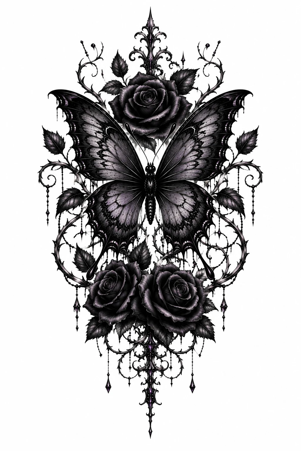 Gothic Butterfly and Black Roses — gothic butterfly tattoo style outfit