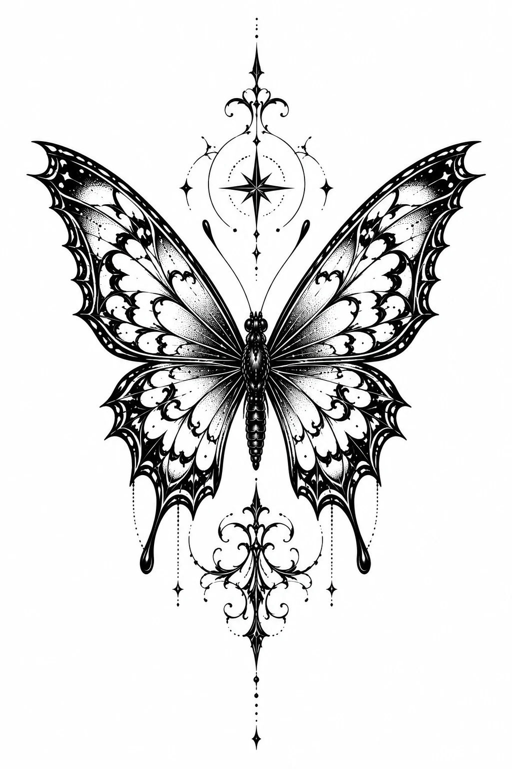 Gothic Butterfly Tattoo Stencil Style — gothic butterfly tattoo style outfit