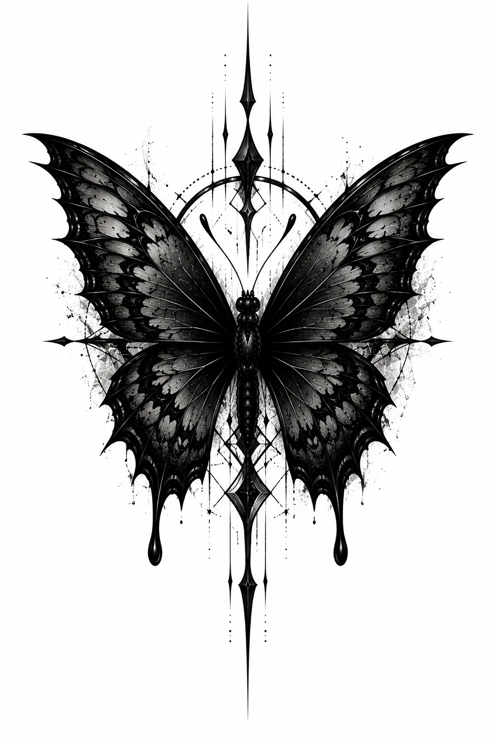 Gothic Butterfly Tattoo for Men: Heavy Blackwork — gothic butterfly tattoo style outfit