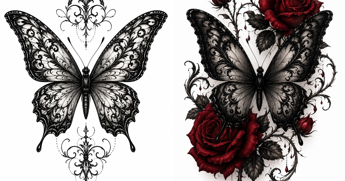 Gothic butterfly tattoo: 12 Beautiful Tattoo Ideas for gothic butterfly tattoo
