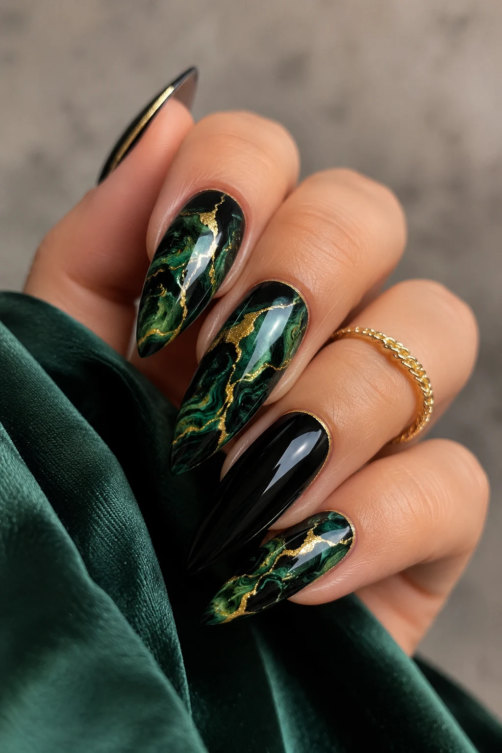 Emerald Marble Luxury — green and black nail ideas style outfit