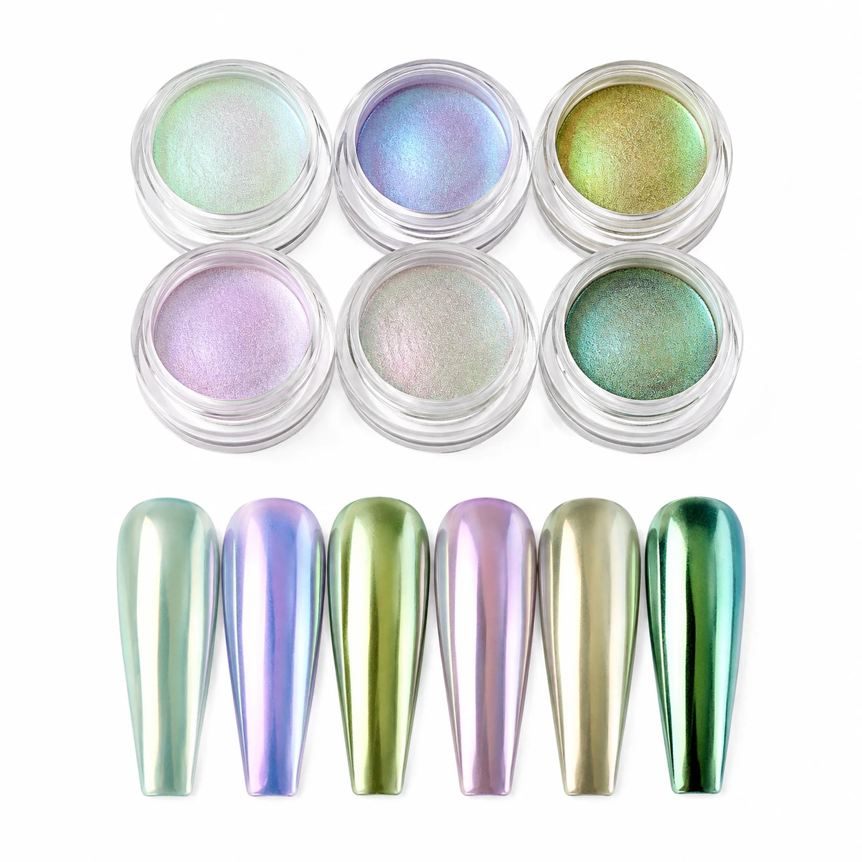 Artdone Chrome Nail Powder Set (Green Aurora & Mirror Effects)
