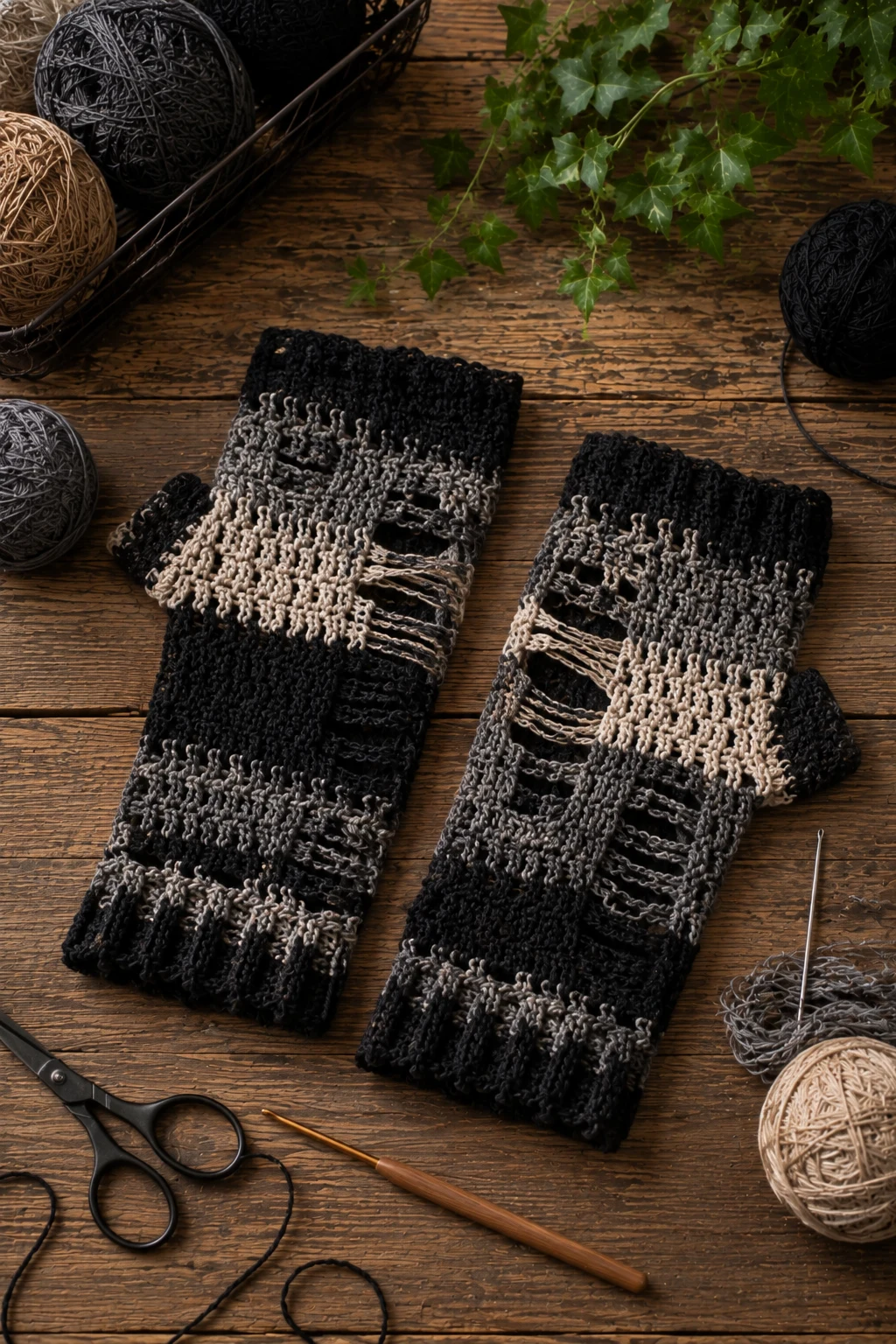 Grunge Crochet Fingerless Gloves — grunge crochet ideas style outfit