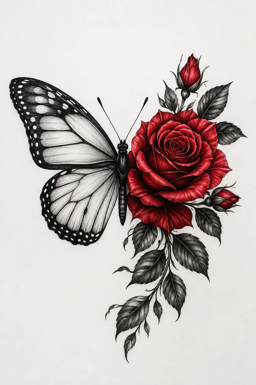 Rose Wing Transformation — Half Butterfly Half Flower Tattoo — half butterfly half flower tattoo style outfit