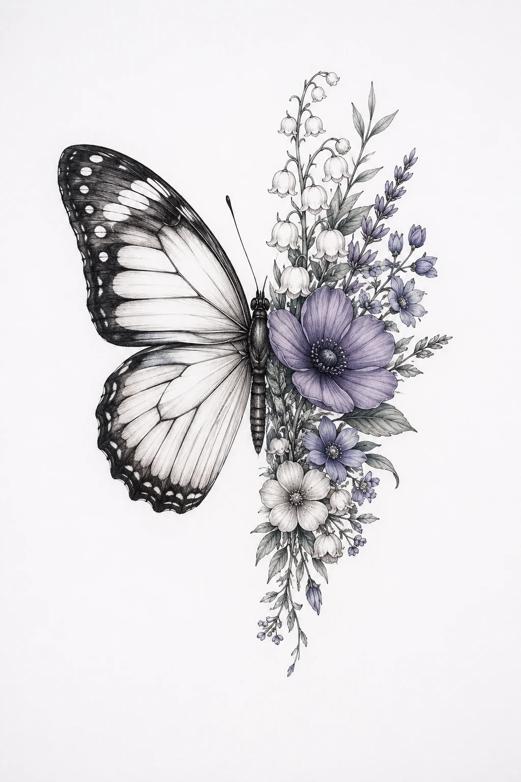 Birth Flower Butterfly — half butterfly half flower tattoo style outfit