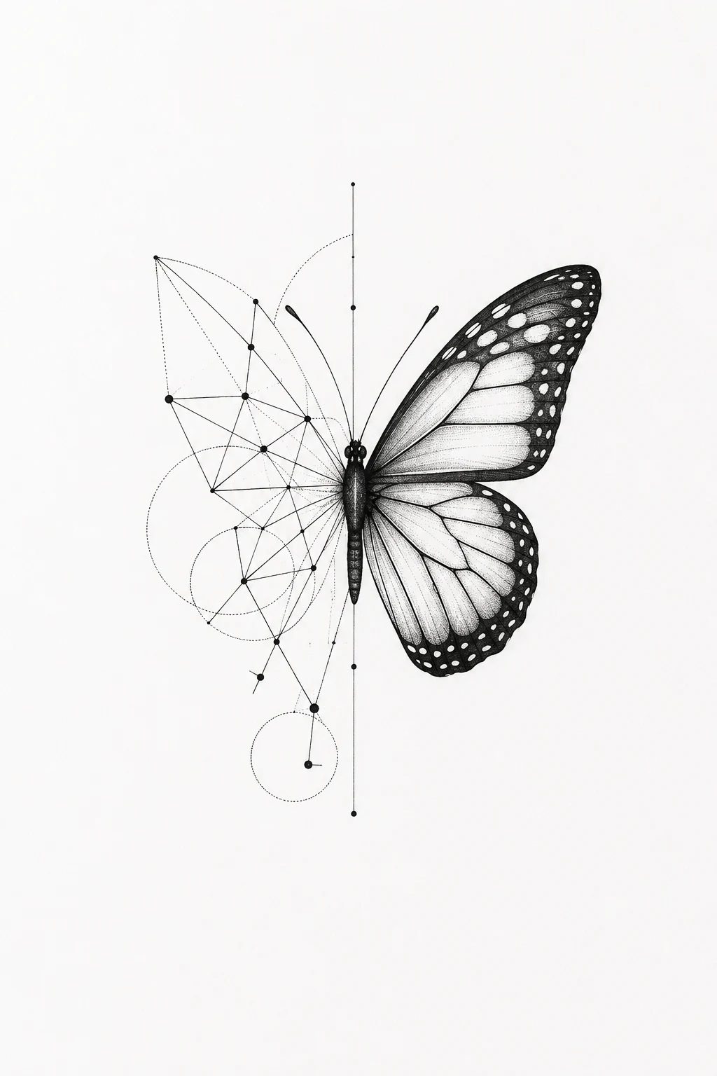 Minimalist Geometric Butterfly — Half Butterfly Tattoo style outfit