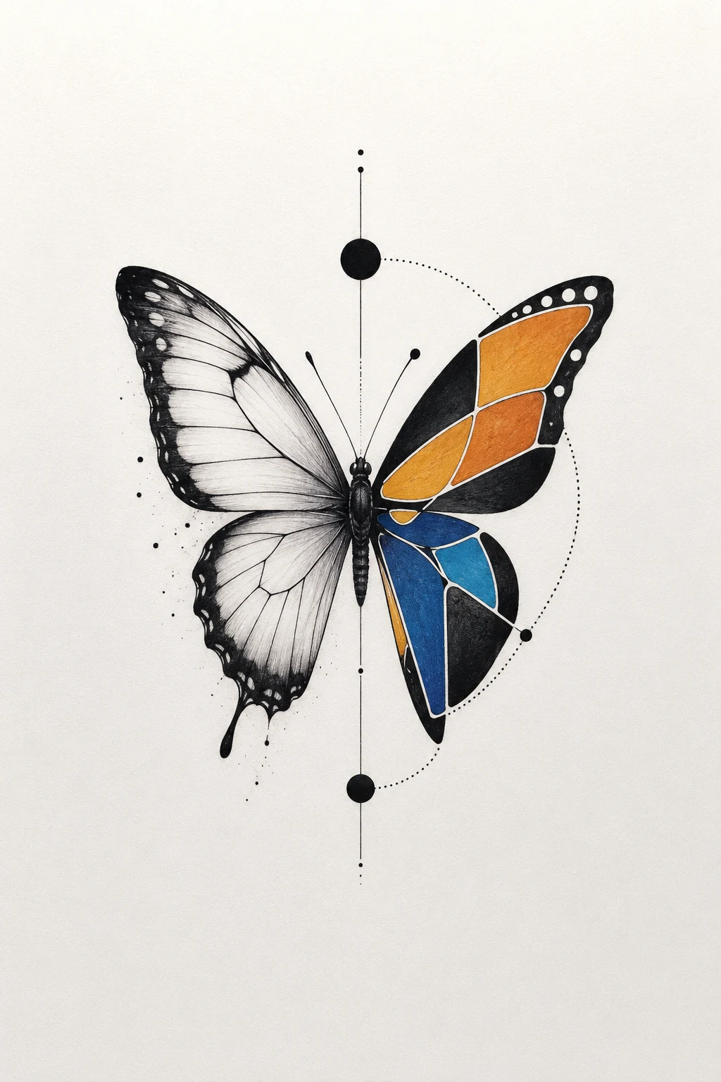 Color-Blocked Half Butterfly — Half Butterfly Tattoo style outfit