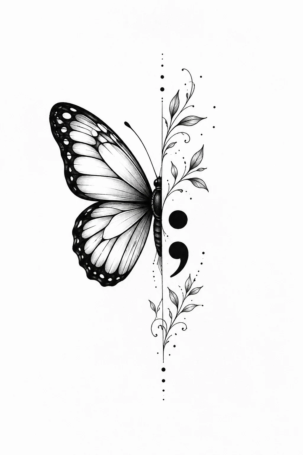Half Butterfly and Semicolon Tattoo — Half Butterfly Tattoo style outfit