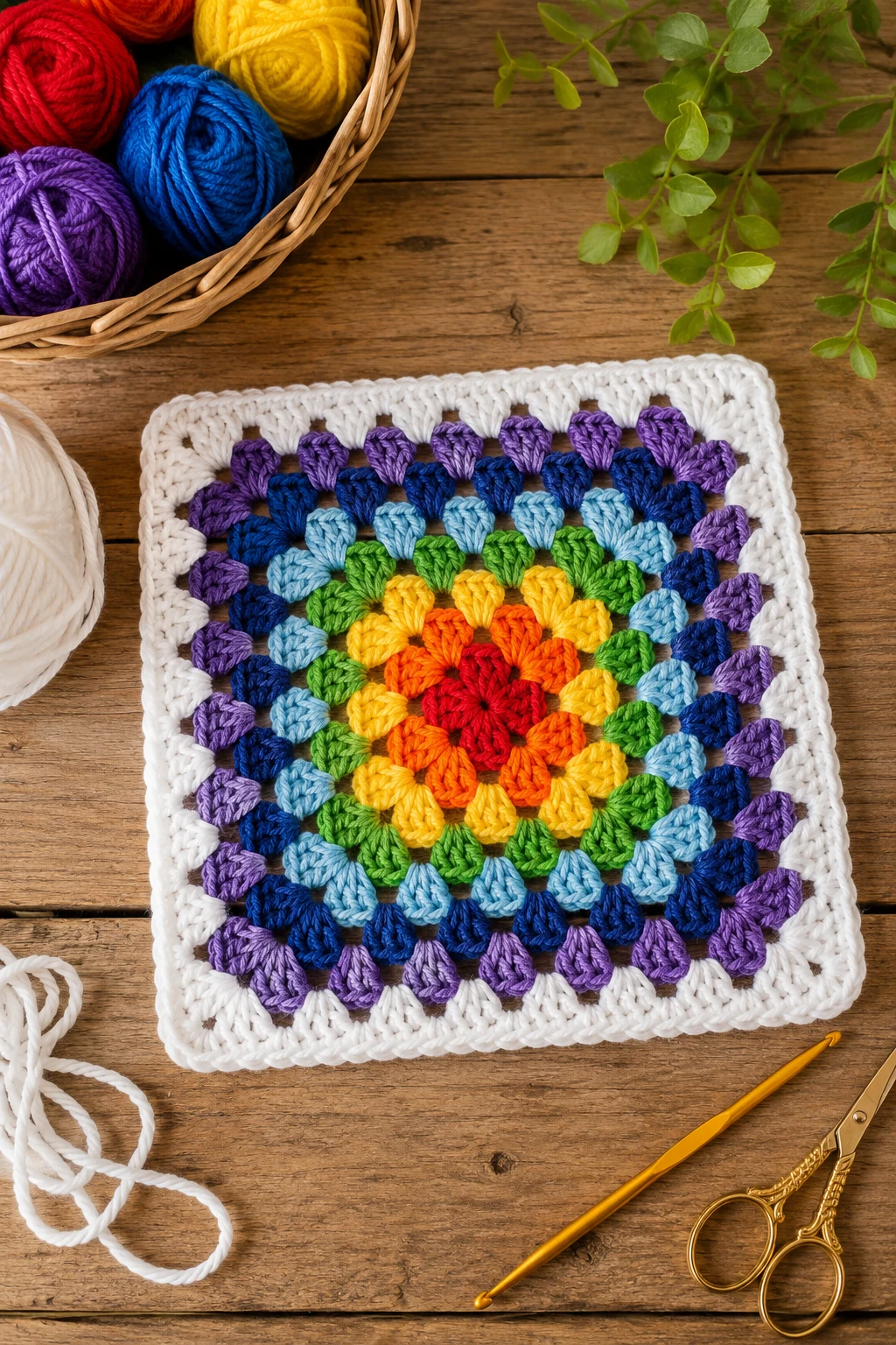 Classic Rainbow Granny Square — ideas a crochet granny square pattern style outfit