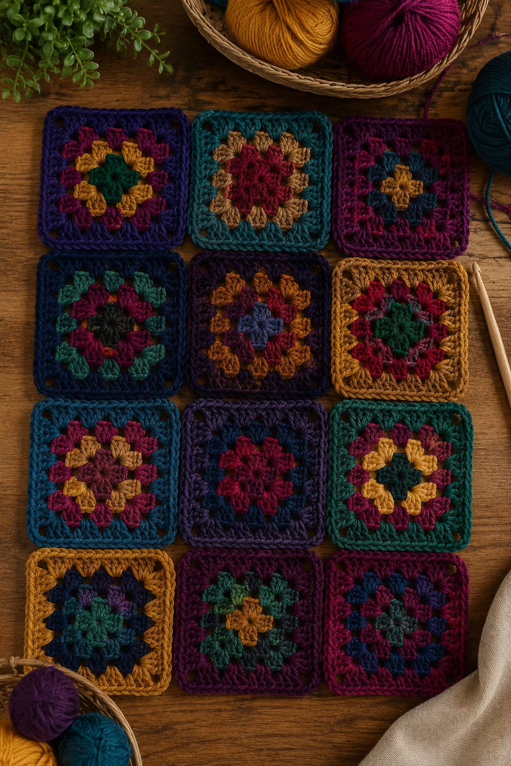 Jewel-Tone Squares — ideas a crochet granny square pattern style outfit