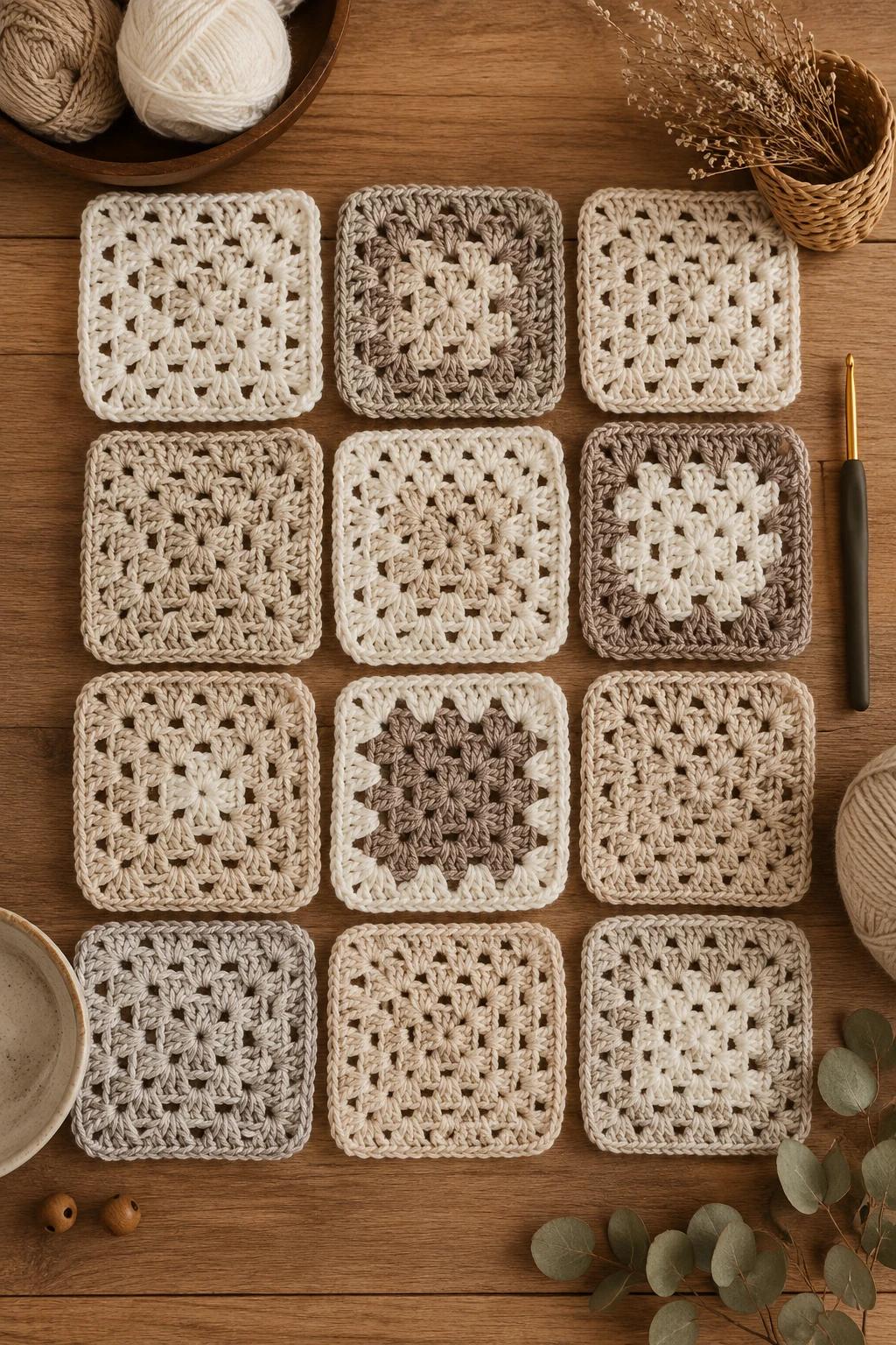 Neutral Minimalist Squares — ideas a crochet granny square pattern style outfit