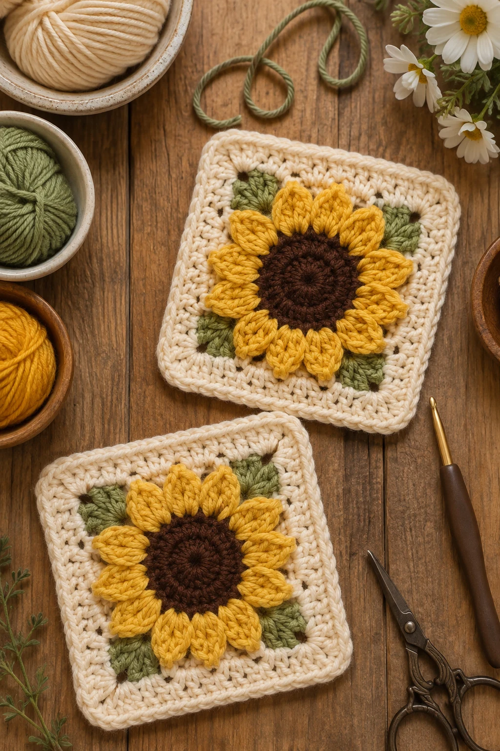 Sunflower Granny Square — ideas a crochet granny square pattern style outfit