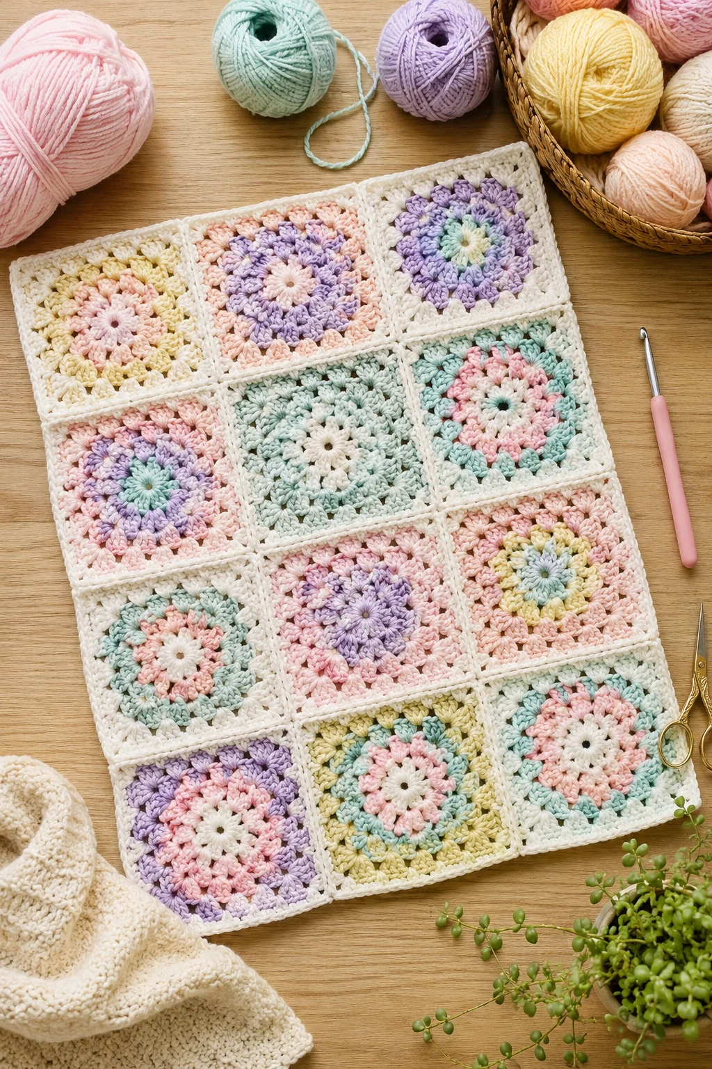 Pastel Baby Blanket Squares — ideas a crochet granny square pattern style outfit