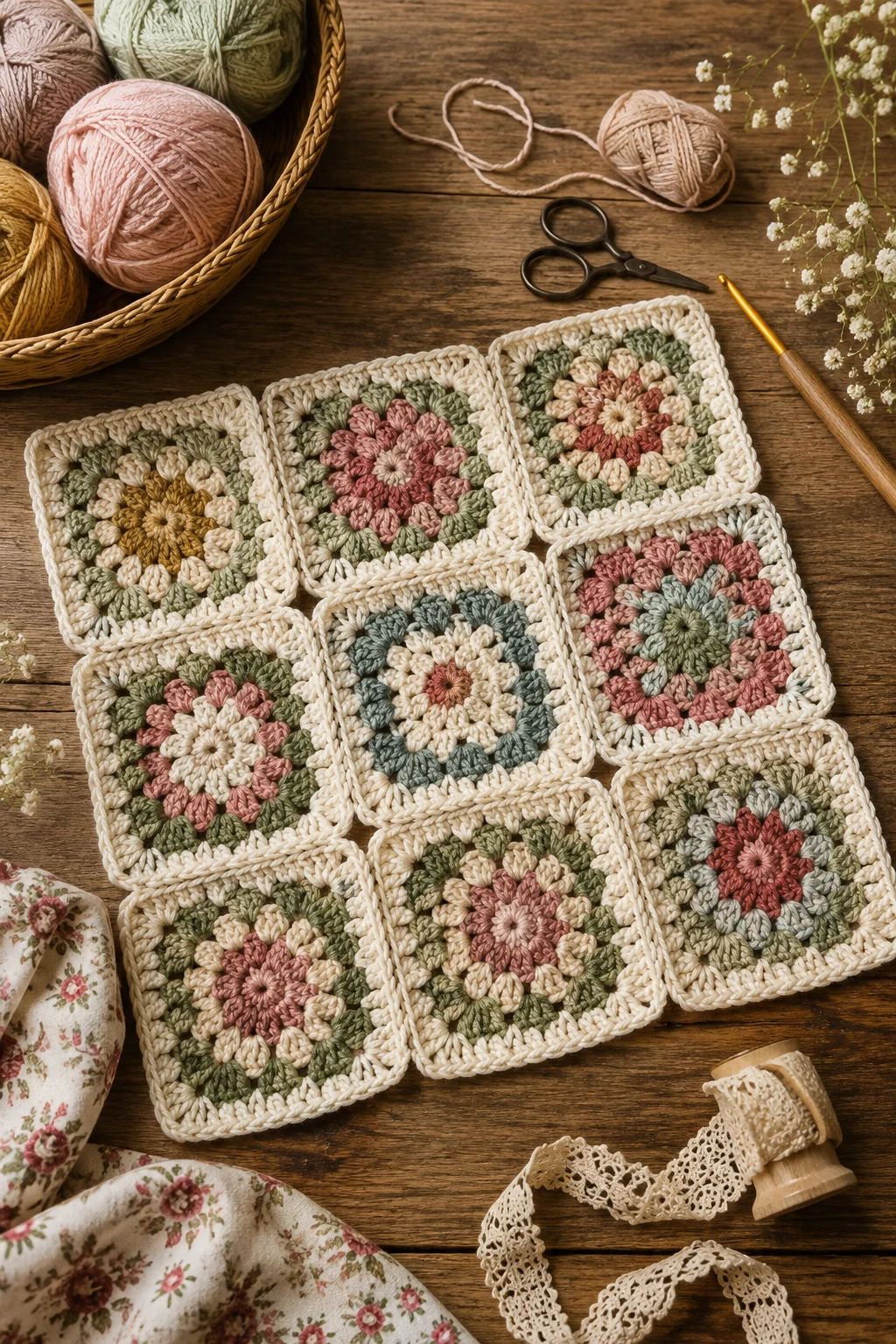 Vintage Cottagecore Squares — ideas a crochet granny square pattern style outfit