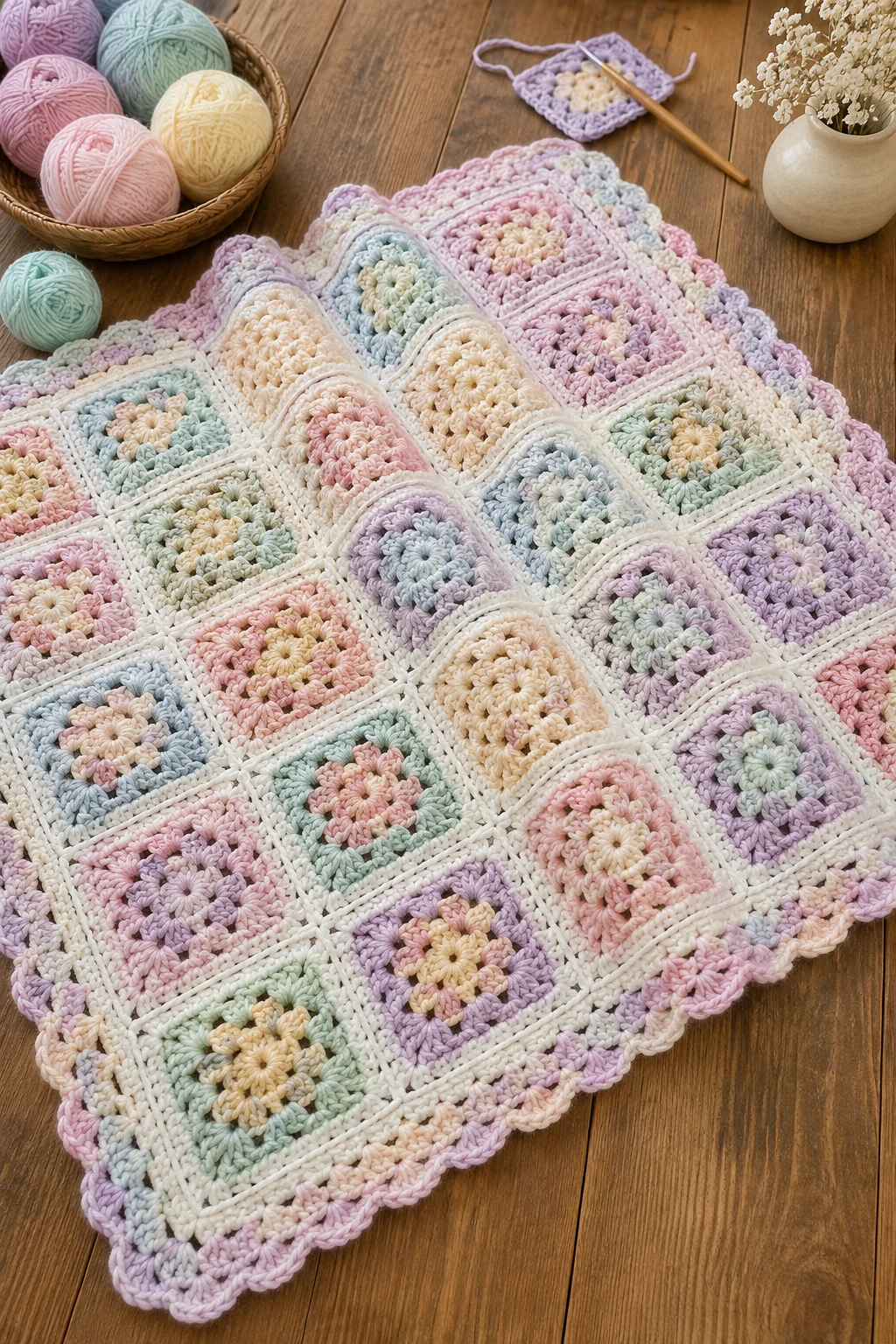 Baby Blanket with Soft Pastels — ideas a crochet granny square pattern style outfit