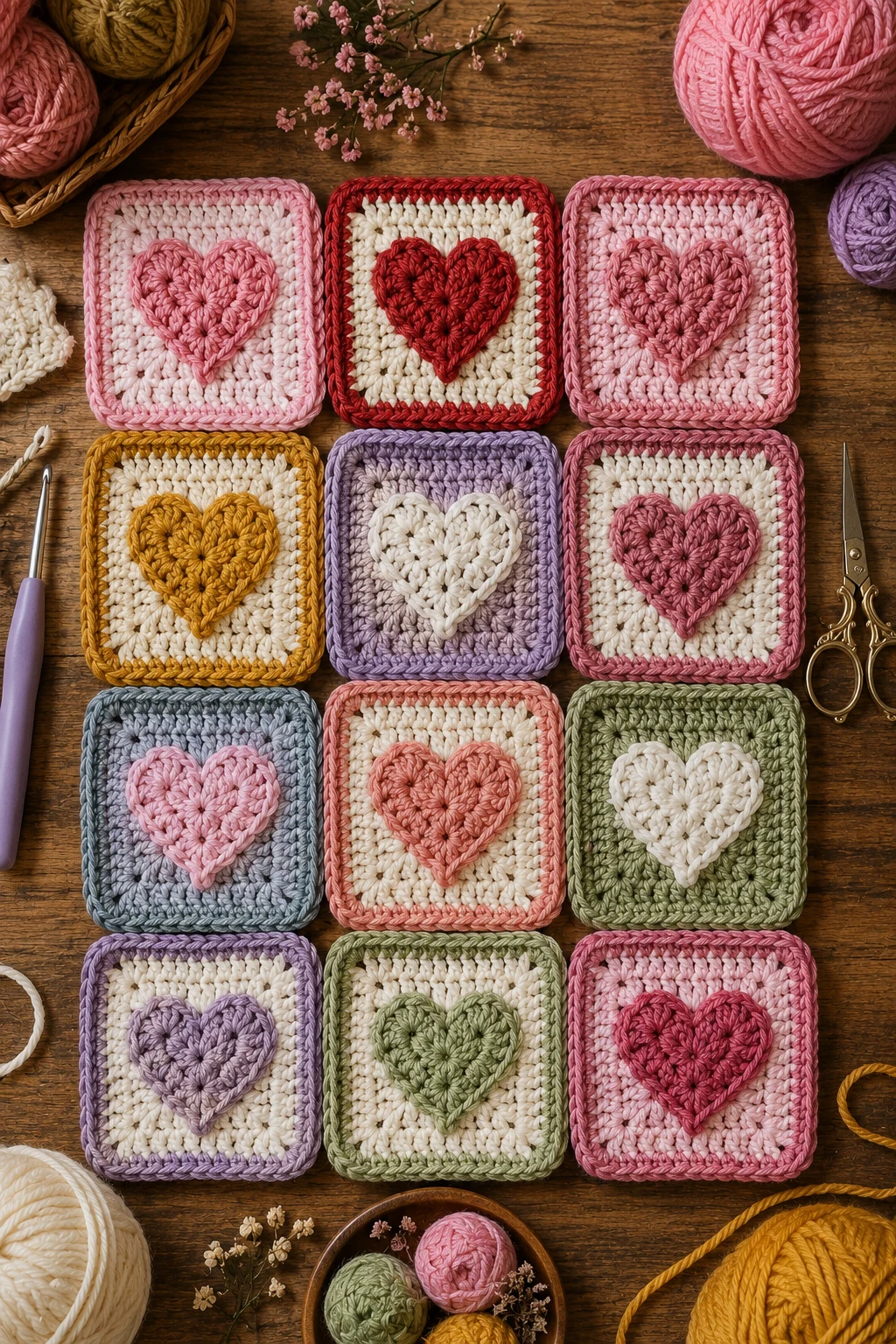 Heart Center Squares — ideas a crochet granny square pattern style outfit