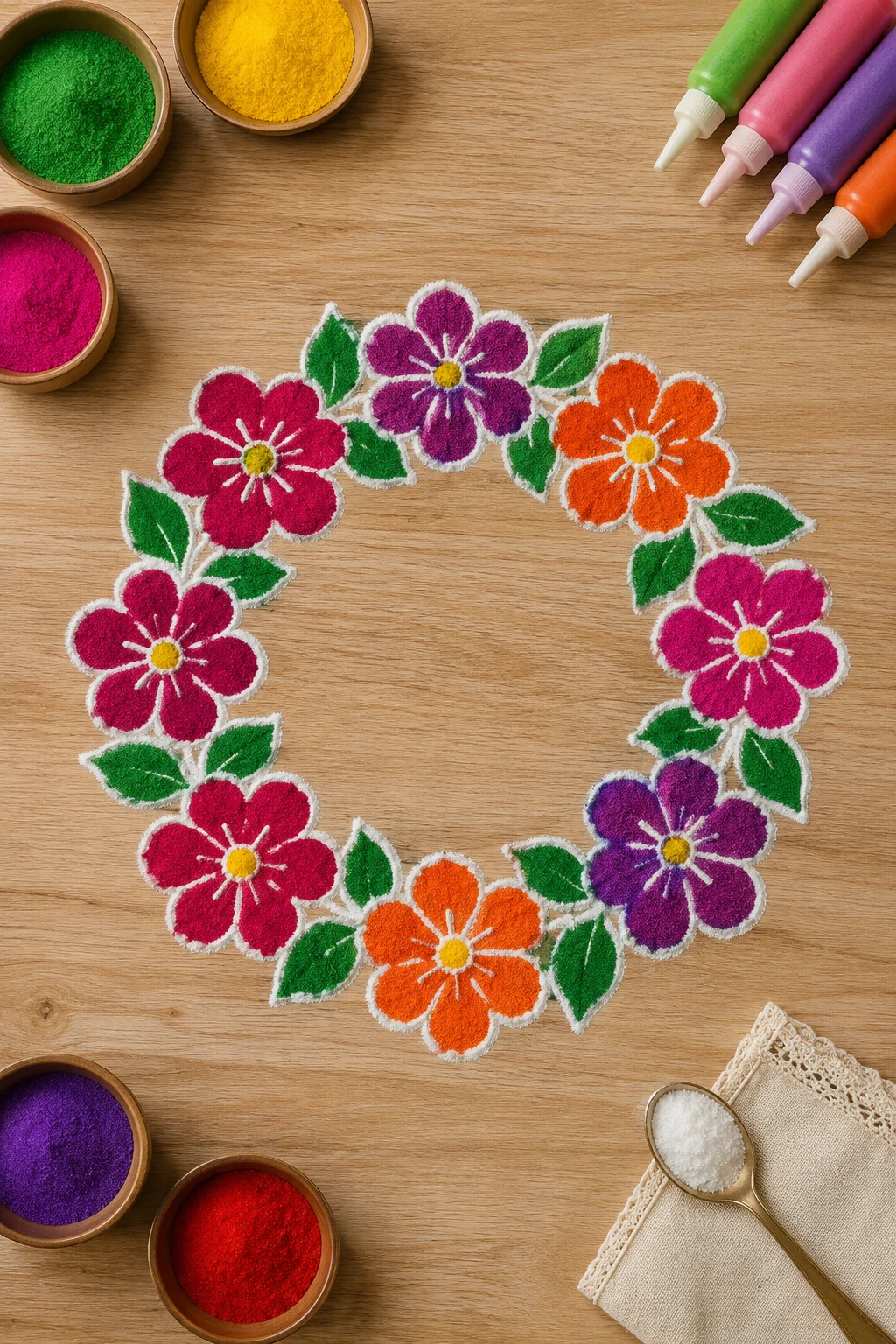 Simple Freehand Flower Ring — indian rangoli designs style outfit