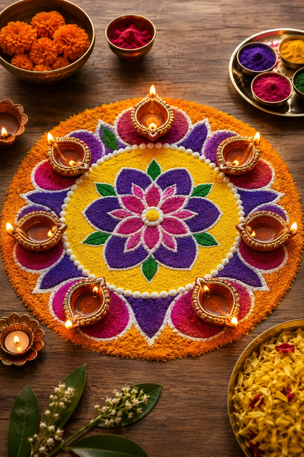 Diwali Diya Circle — Indian Rangoli Designs for Diwali — indian rangoli designs style outfit