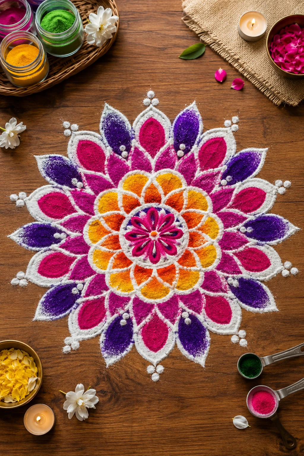 Floral Petal Mandala — indian rangoli designs style outfit