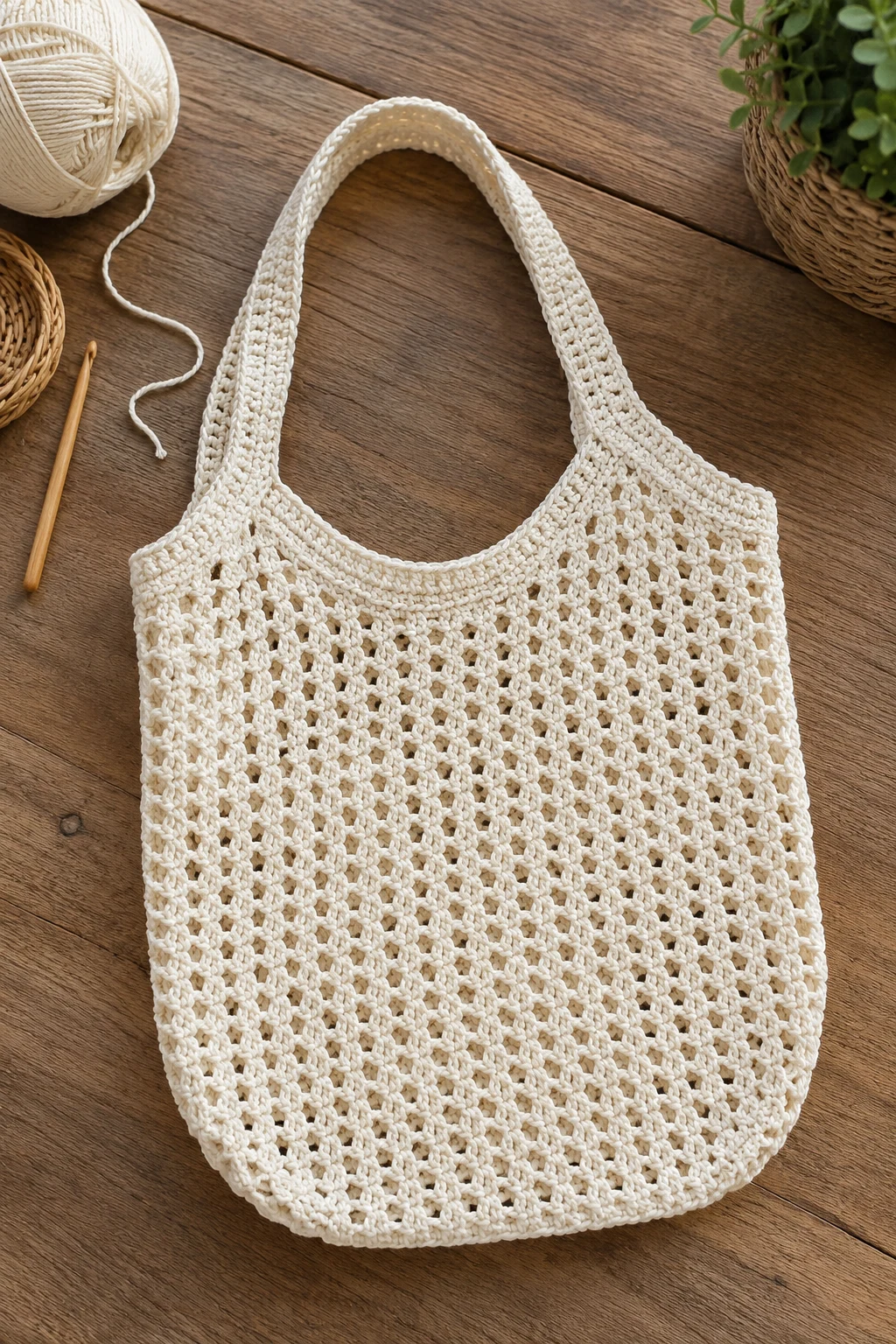 Minimalist Ivory Mesh Korean Crochet Bag — korean crochet bag style outfit