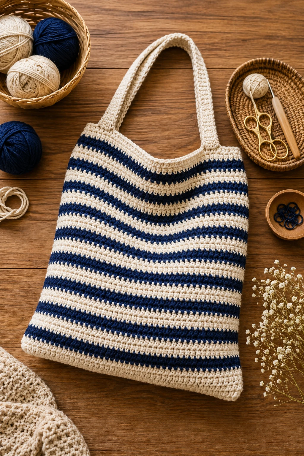 Striped Market Korean Crochet Bag — korean crochet bag style outfit