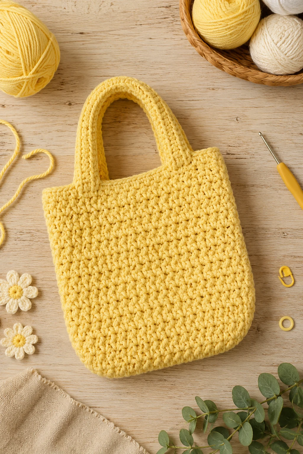 Lemon Yellow Mini Tote — korean crochet bag style outfit