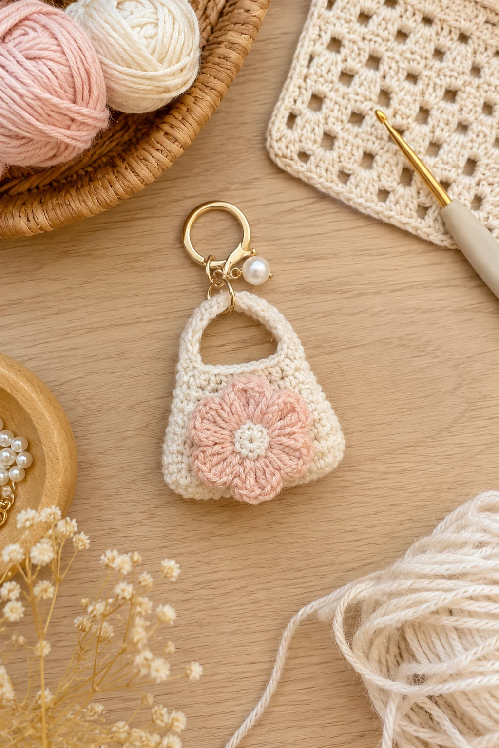 Tiny Korean Crochet Bag Charm — korean crochet bag style outfit