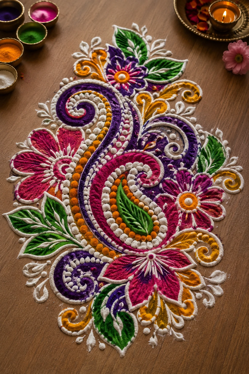 Paisley Garden Rangoli — latest rangoli designs creative style outfit