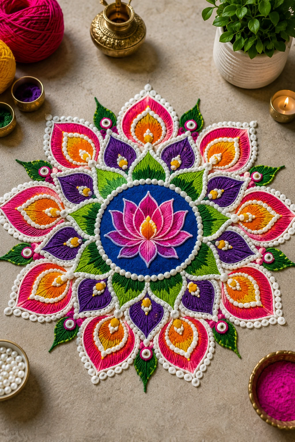Latest Rangoli Designs Creative With a Lotus Center — latest rangoli designs creative style outfit