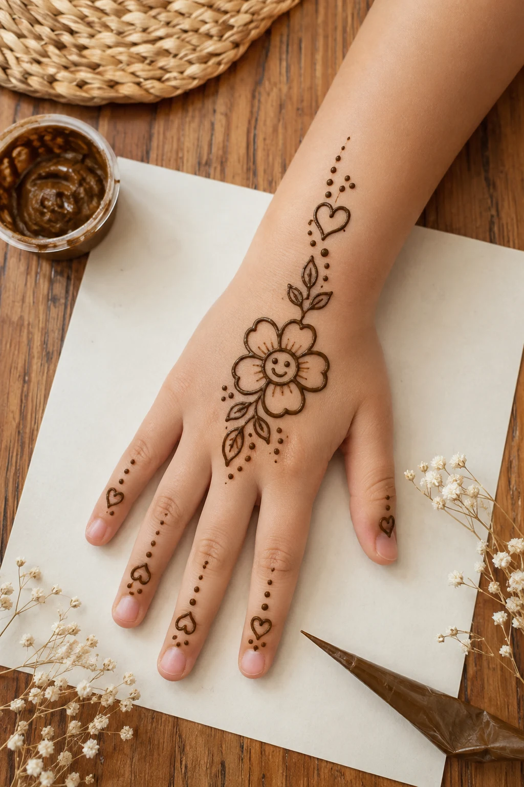 Simple Kids' Flower Mehndi — latest simple mehndi designs style outfit