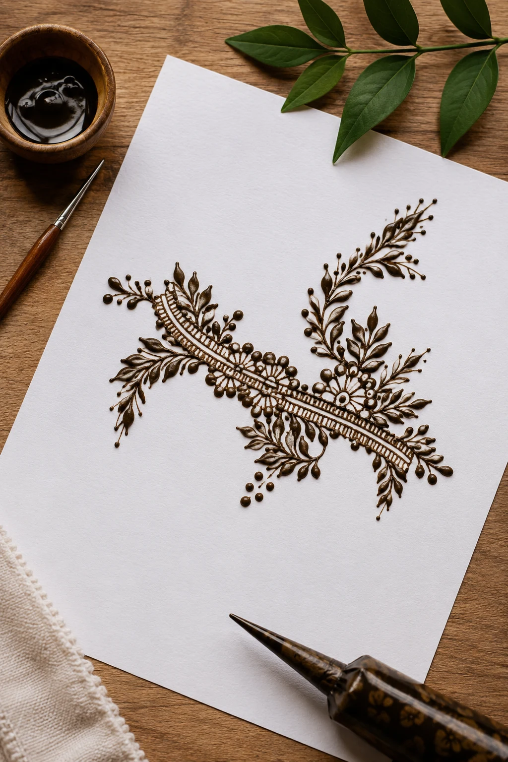 Leafy Wrist Cuff — latest simple mehndi designs style outfit