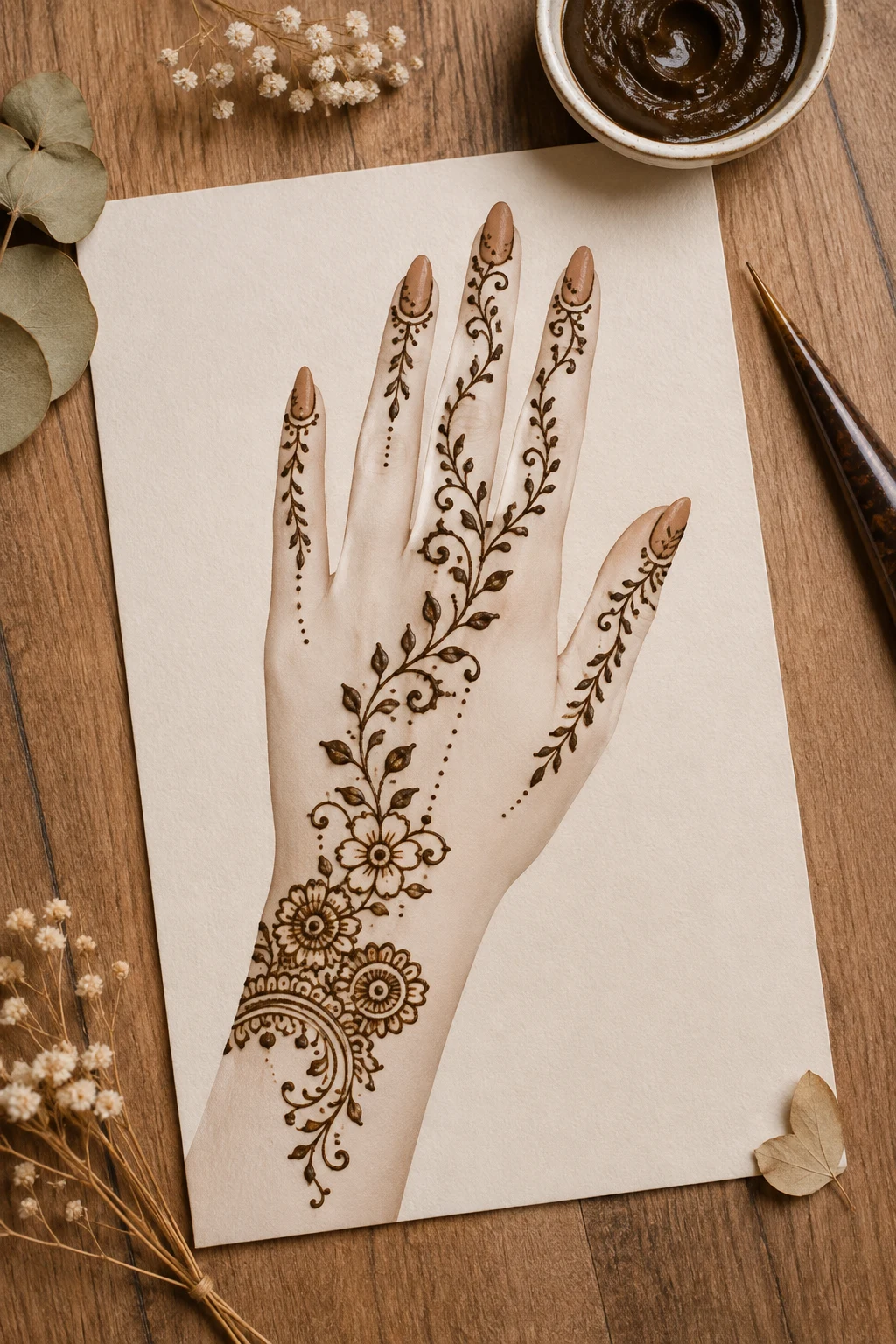 Finger Vine Elegance — latest simple mehndi designs style outfit