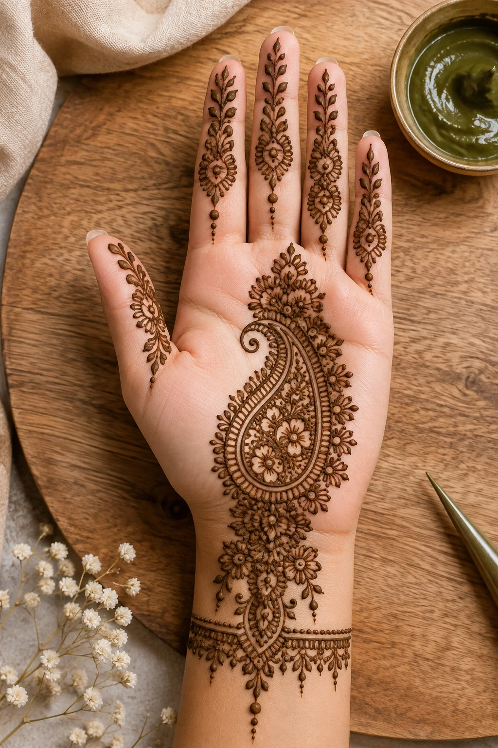 Paisley With Tiny Florals — latest simple mehndi designs style outfit