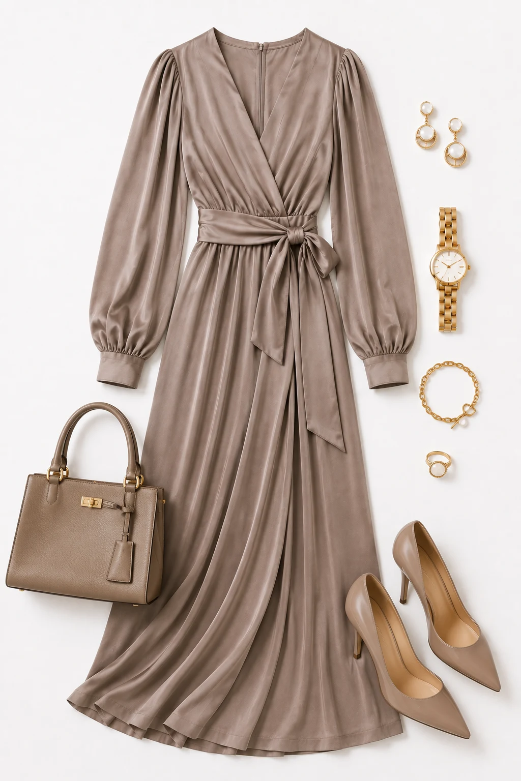 The Polished Office-to-Dinner Maxi — Maxi Dress with Sleeves style outfit